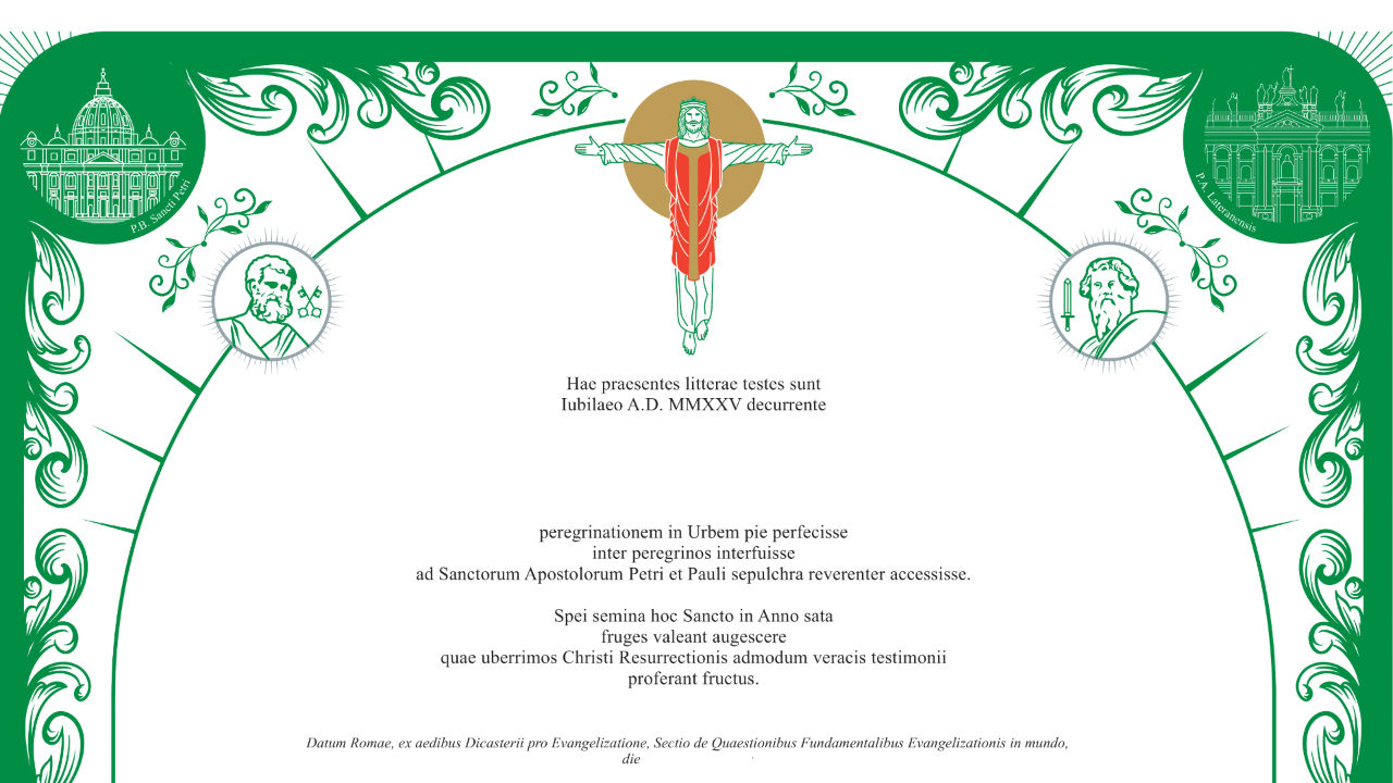 particolare del Testimonium ufficiale del Giubileo 2025