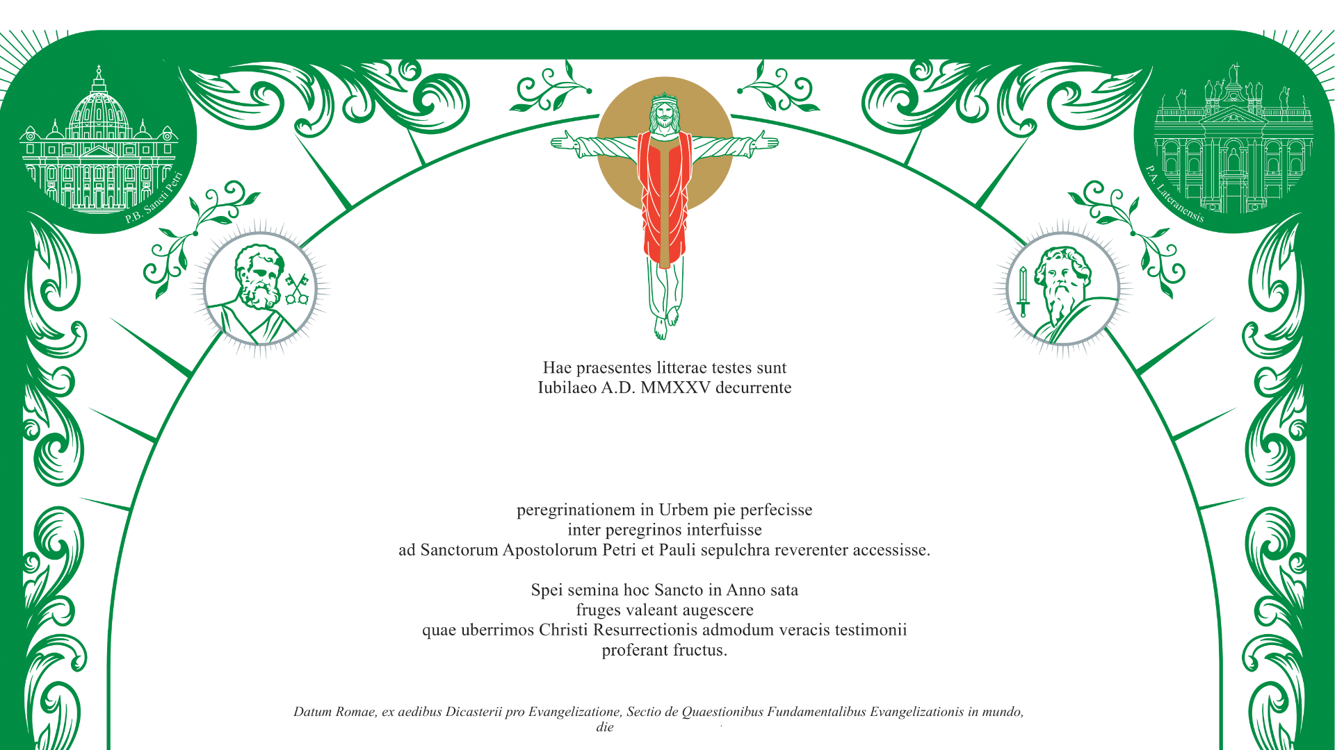 particolare del Testimonium ufficiale del Giubileo 2025
