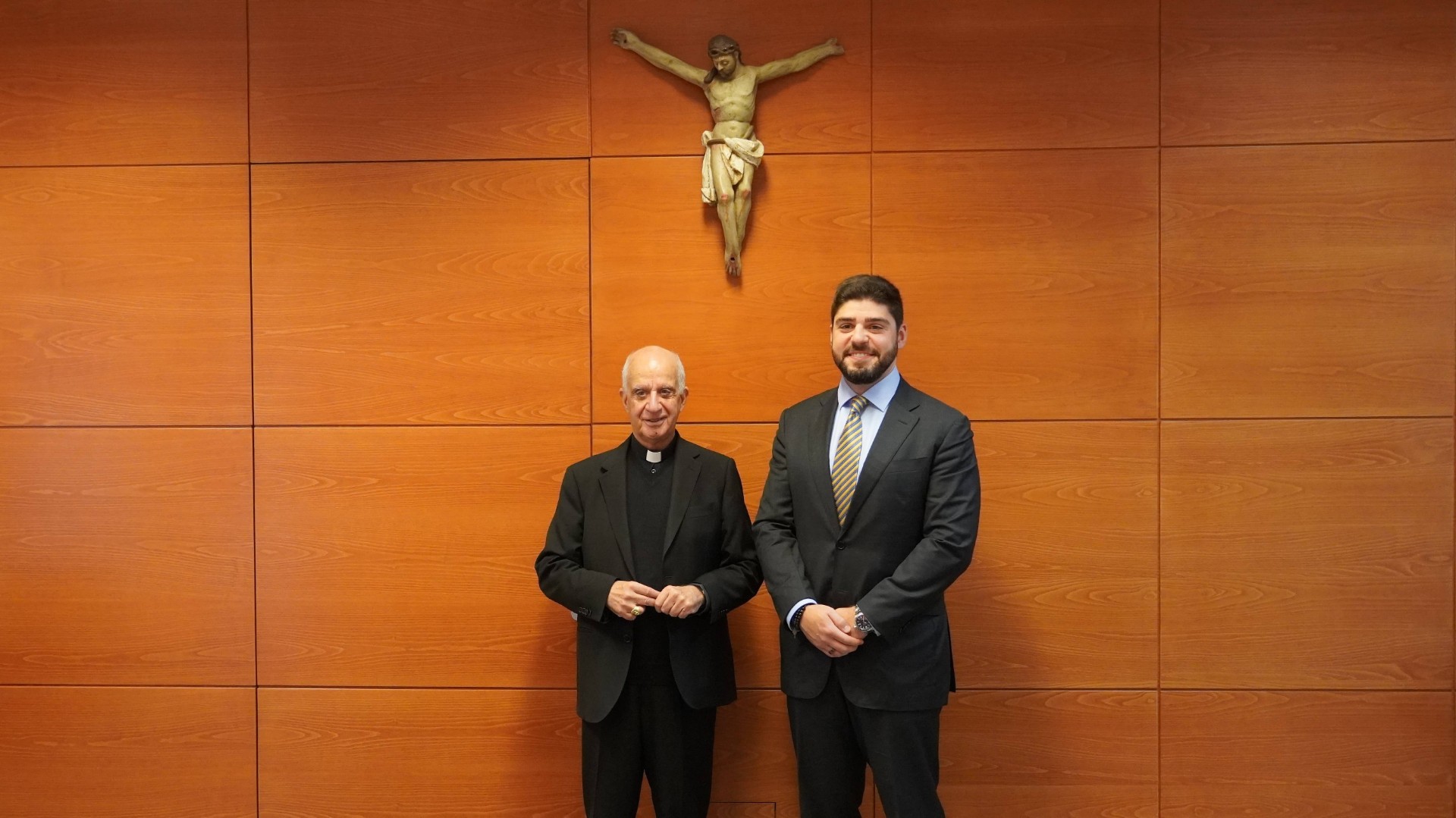 Archbishop Fisichella with one of Hallow’s founders Alessandro DiSanto