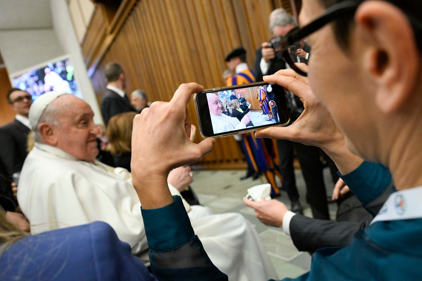 Papst Franziskus bei der Audienz mit Kommunikatoren aus der ganzen Welt