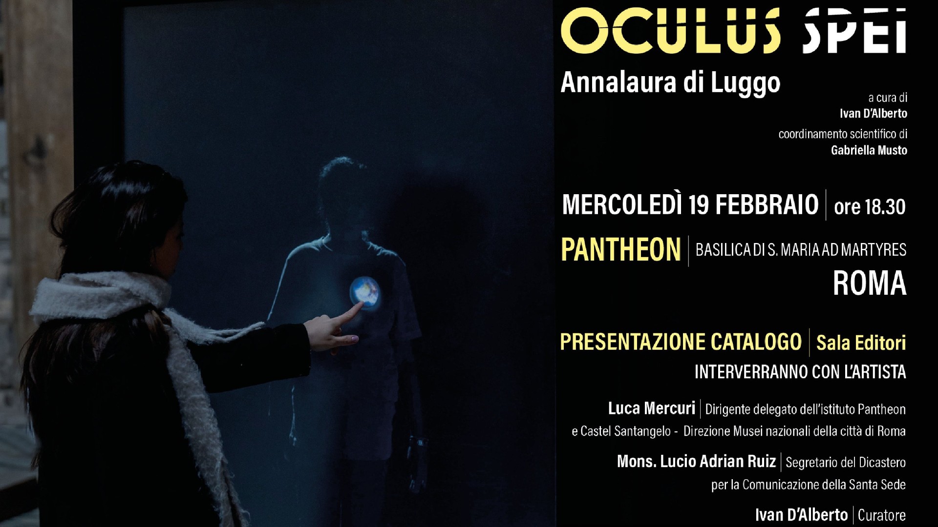 locandina dell’incontro di mercoledì 19 febbraio alle ore 18:30 presso il Pantheon, Roma